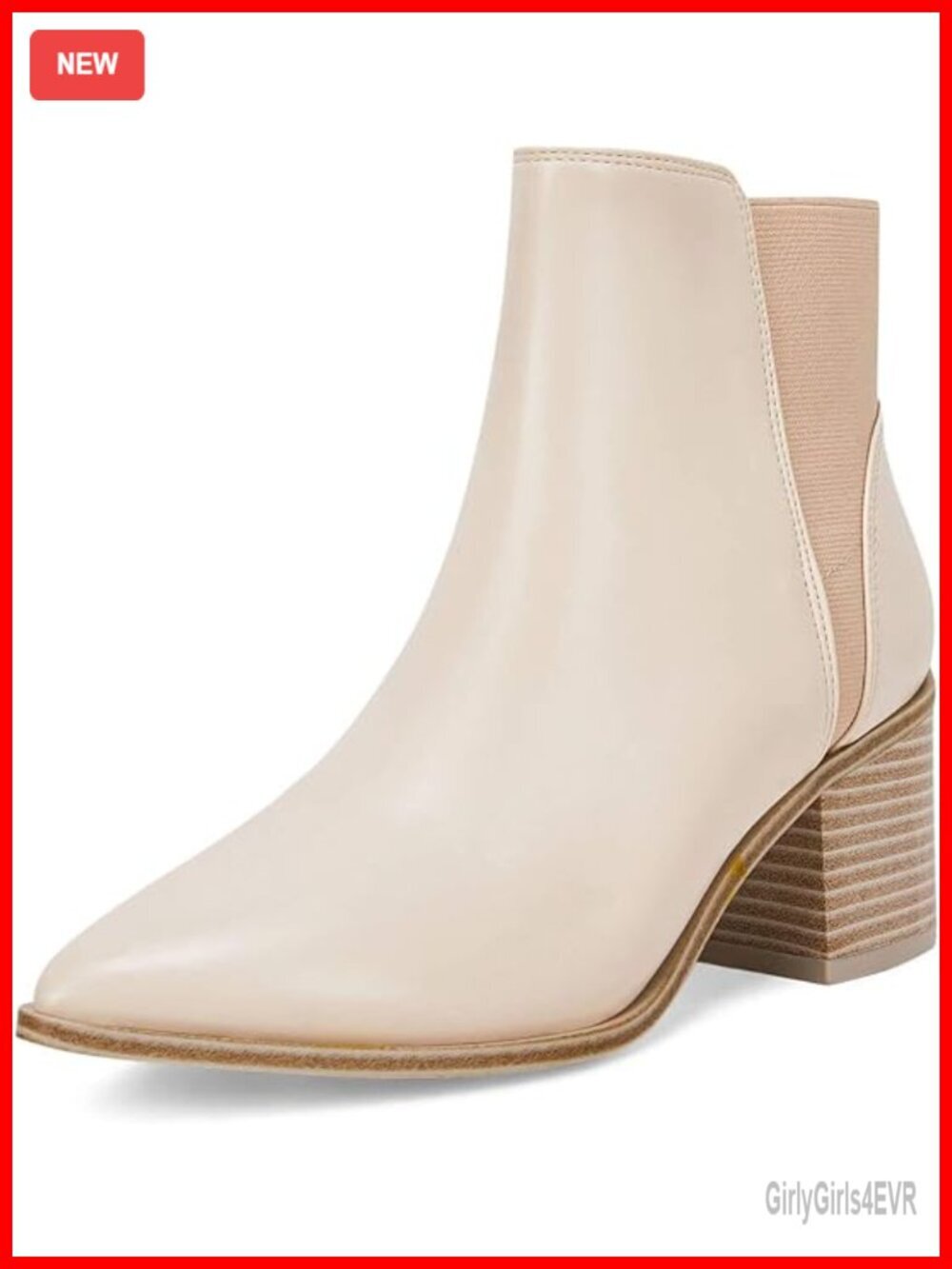 Womens Pointed Toe Ankle Boots Elastic Chunky Block Stacked Mid Heel Slip On